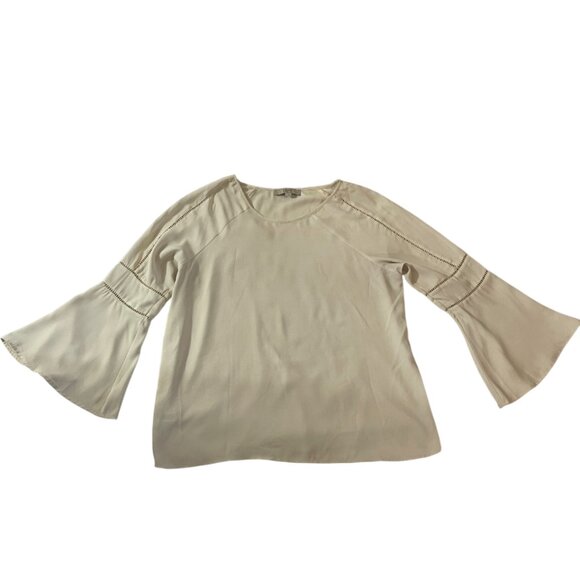 Loft. Women's cream long sleeve blouse. Size L. Made in India. - Picture 1 of 8